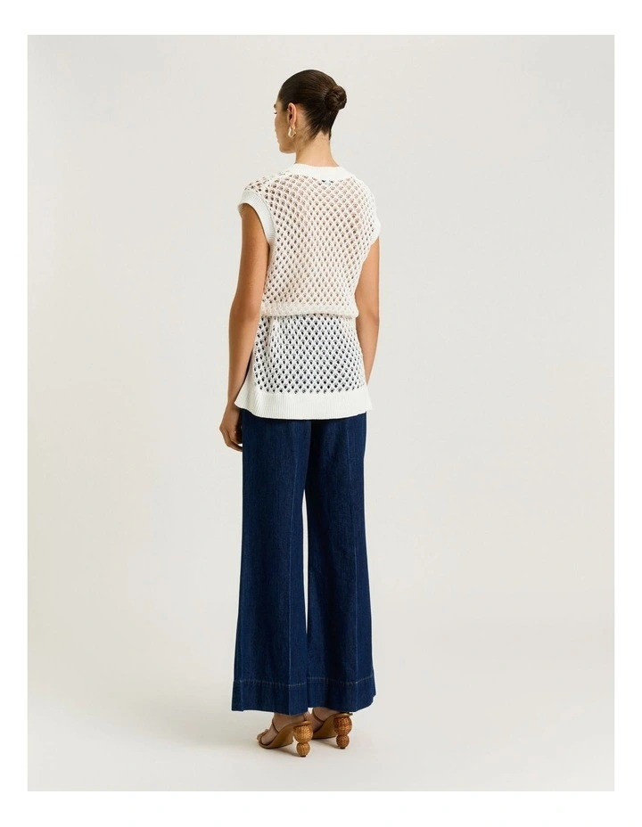 Oversized Crochet Knit Tunic in Ivory image 2