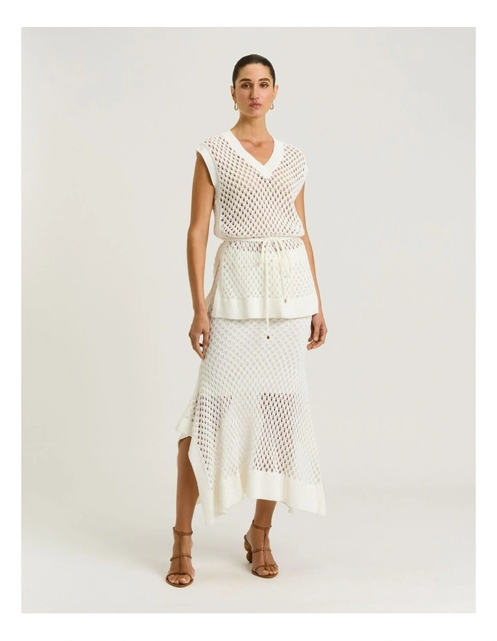 Oversized Crochet Knit Tunic in Ivory image 6