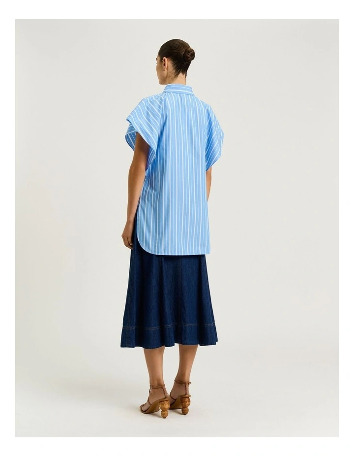 Good Earth Cotton Stripe Tunic Shirt in Blue image 2