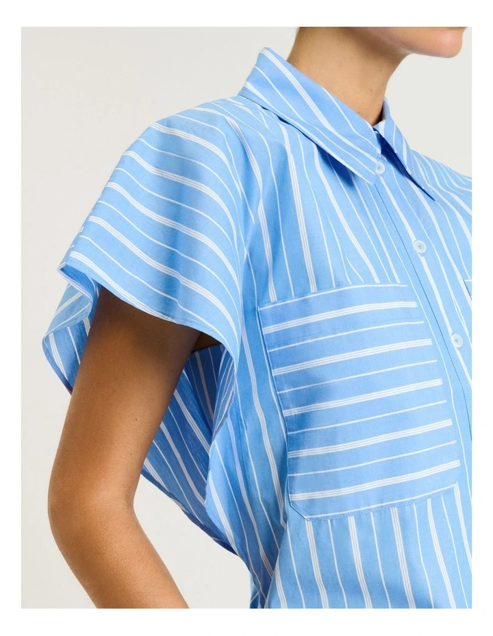 Good Earth Cotton Stripe Tunic Shirt in Blue image 5