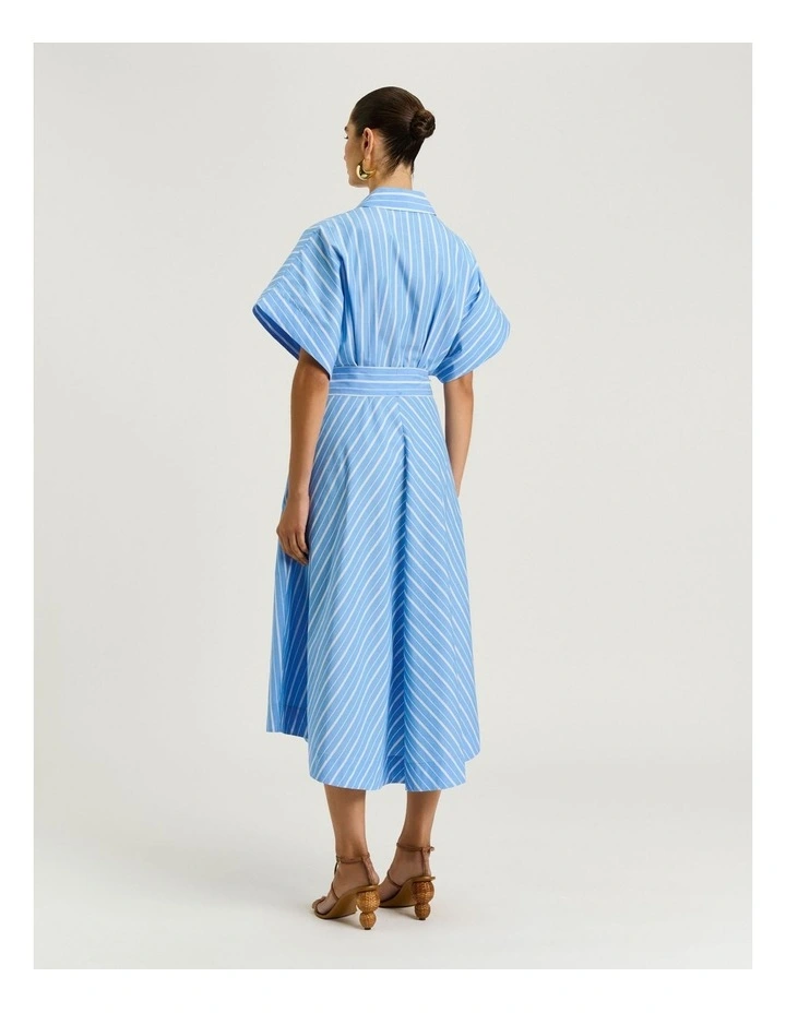 Good Earth Cotton Stripe Shirt Dress in Blue image 2