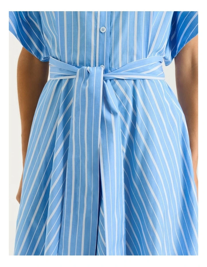 Good Earth Cotton Stripe Shirt Dress in Blue image 4
