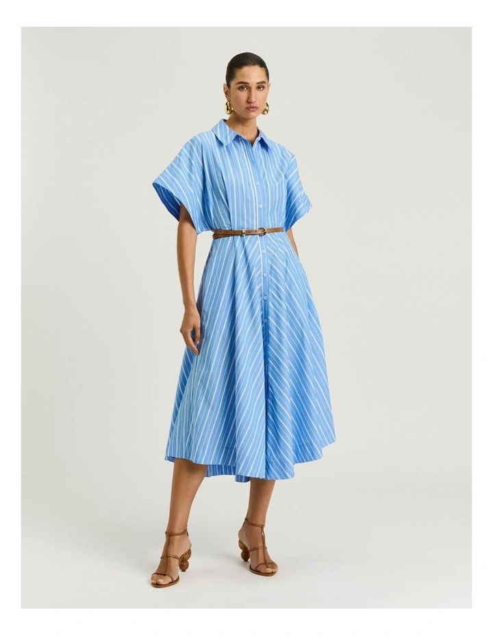 Good Earth Cotton Stripe Shirt Dress in Blue image 6