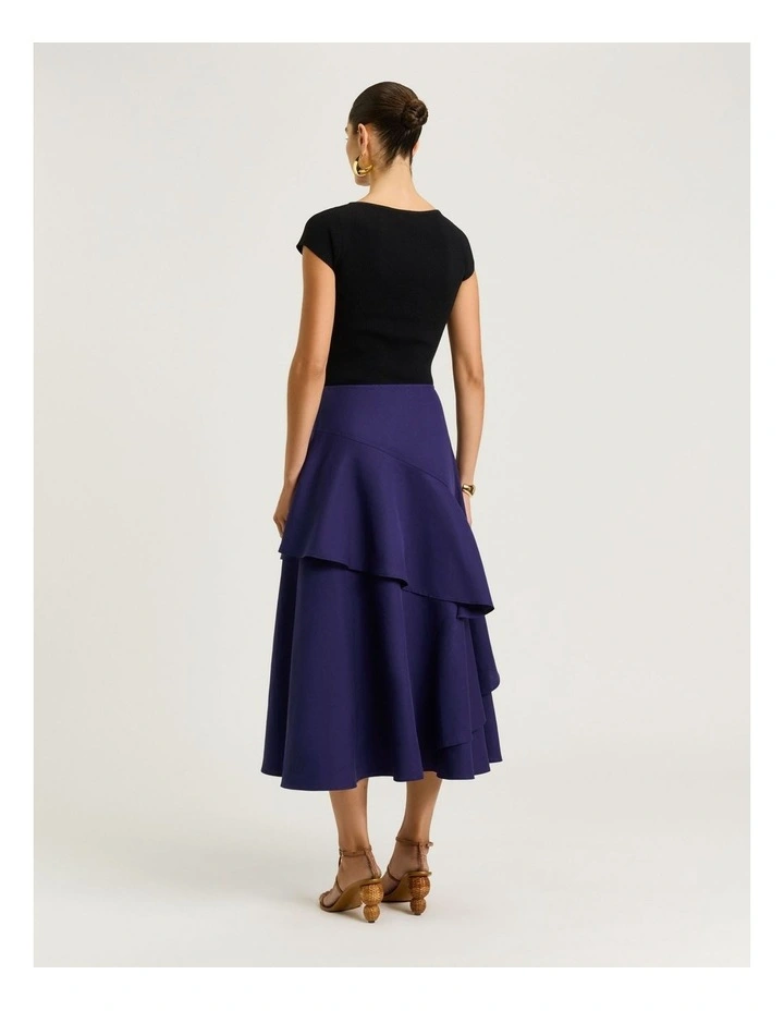 Linen Lyocell Blend Flounce Skirt in Blue image 2