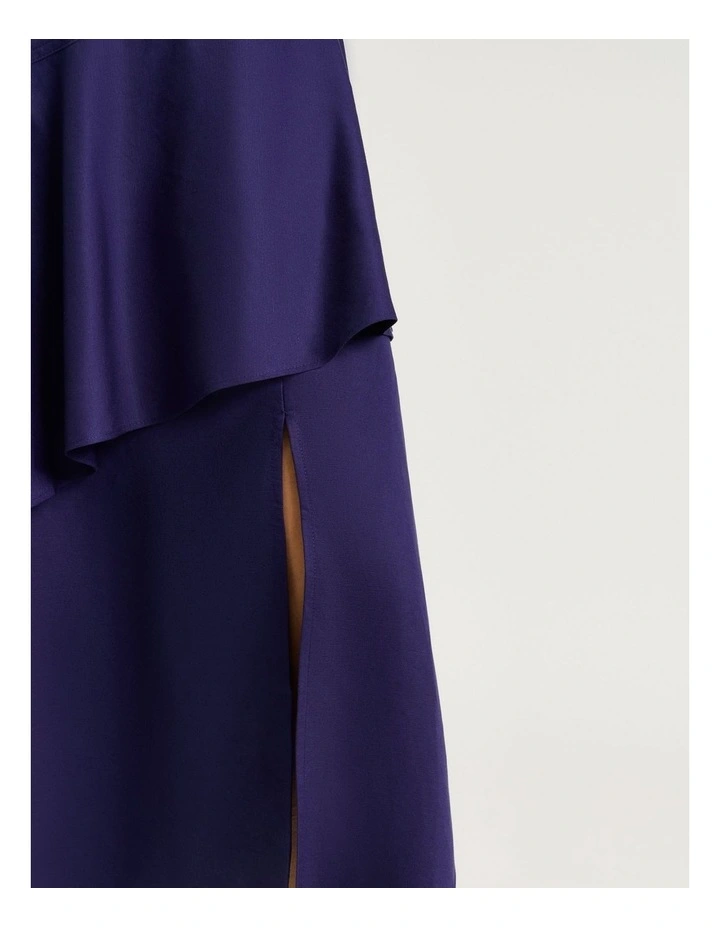 Linen Lyocell Blend Flounce Skirt in Blue image 4
