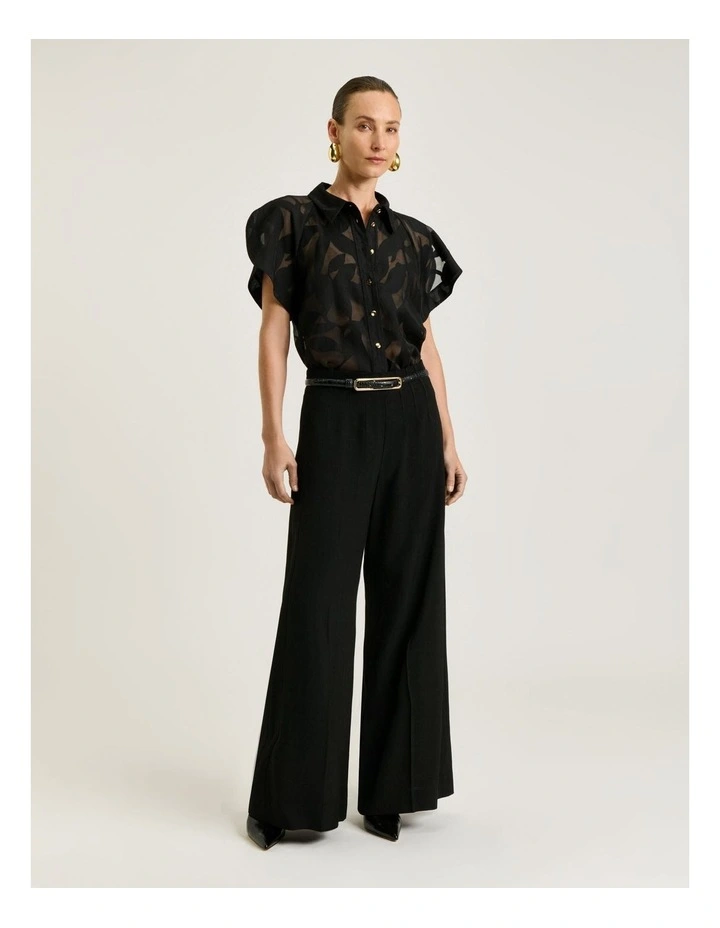 Sheer Leaves Burnout Shirt in Black image 4