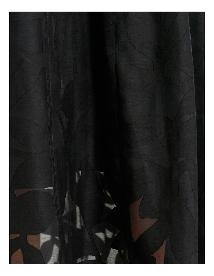 Sheer Leaves Burnout Midi Dress in Black image 6
