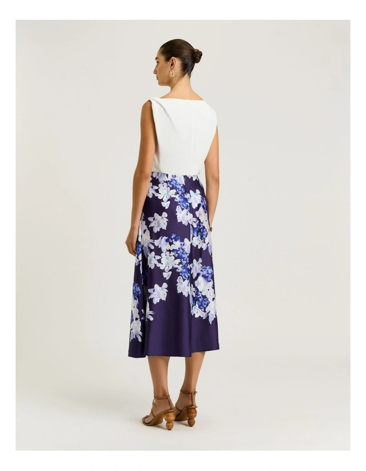 Midnight Climbing Vine Satin Midi Skirt in Blue image 2