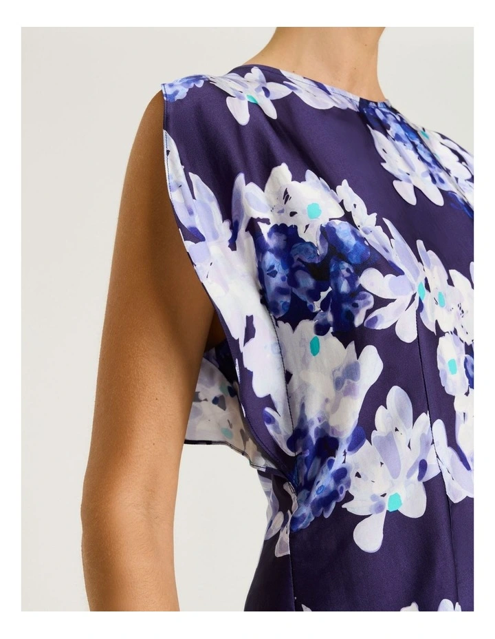 Midnight Climbing Vine Satin Top in Blue image 3