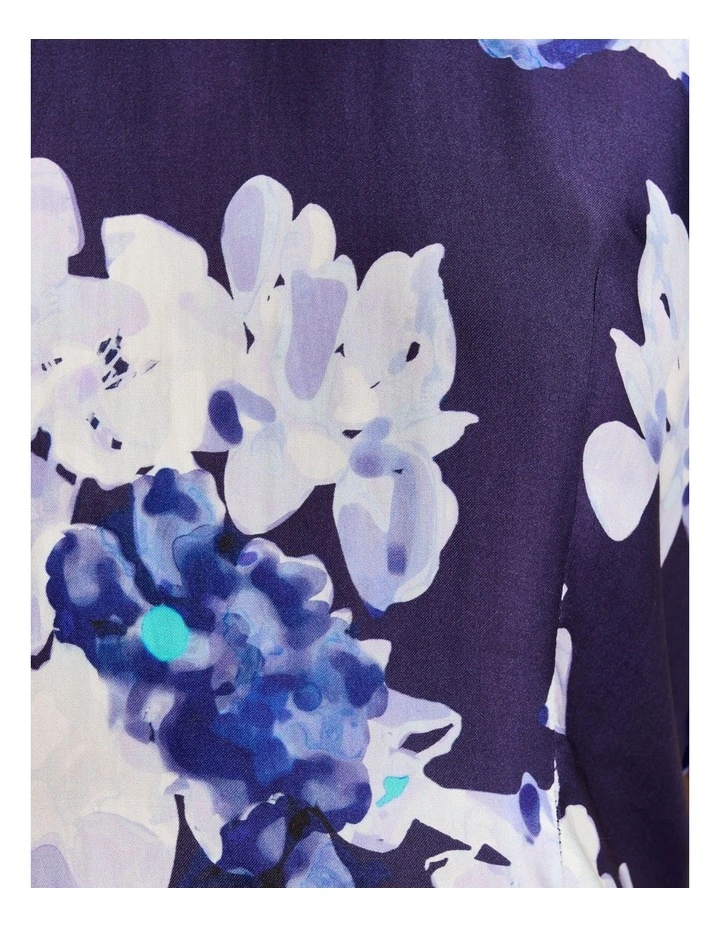 Midnight Climbing Vine Satin Top in Blue image 4