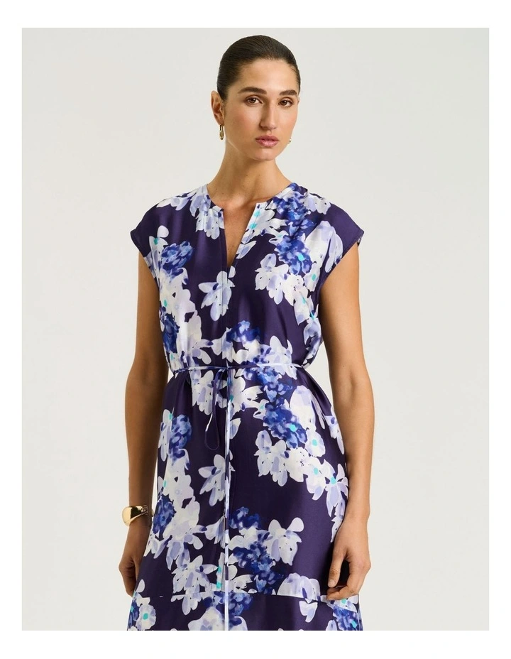 Midnight Climbing Vine Satin Midi Dress in Blue image 3