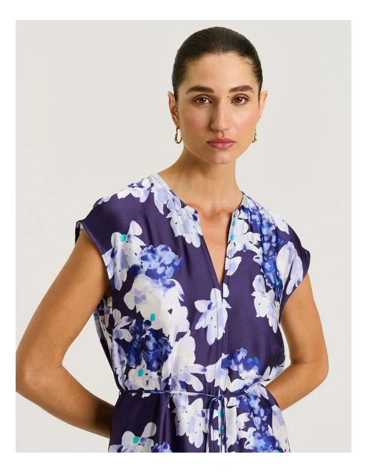 Midnight Climbing Vine Satin Midi Dress in Blue image 4