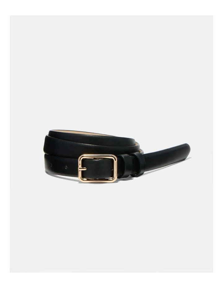 Classic Skinny Leather Belt in Black image 1