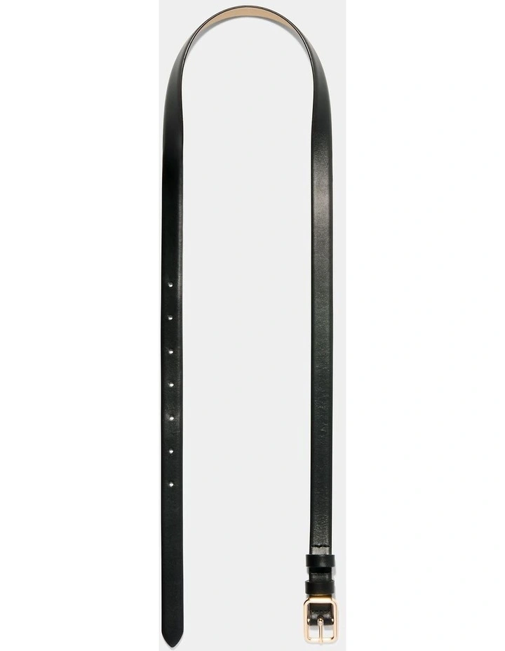 Classic Skinny Leather Belt in Black image 2