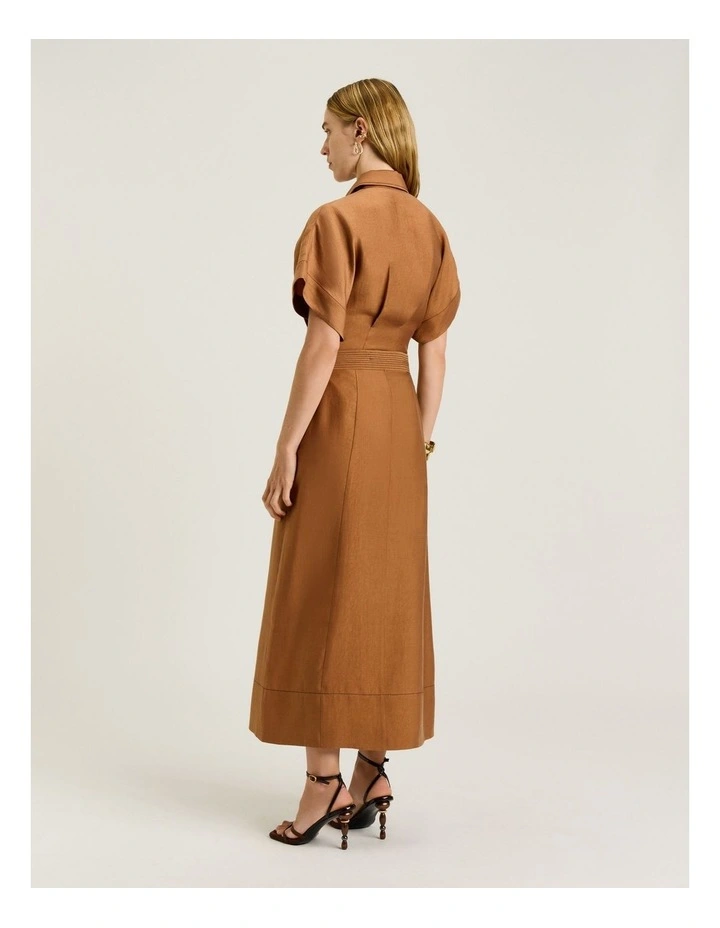 Washer Lyocell Belted Midi Skirt in Brown image 2