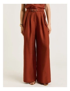 Washer Lyocell Belted Wide Leg Pant in Orange