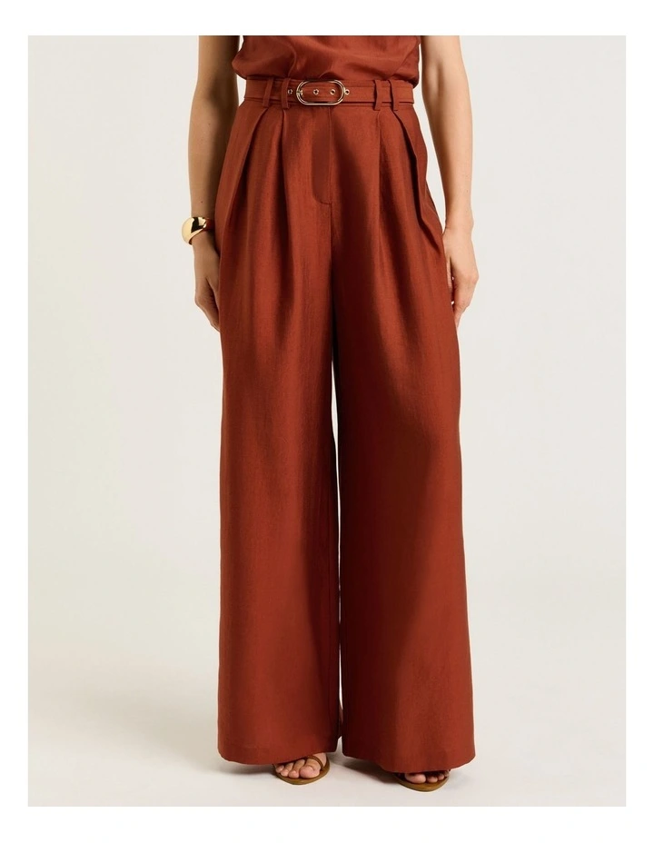 Washer Lyocell Belted Wide Leg Pant in Orange image 1