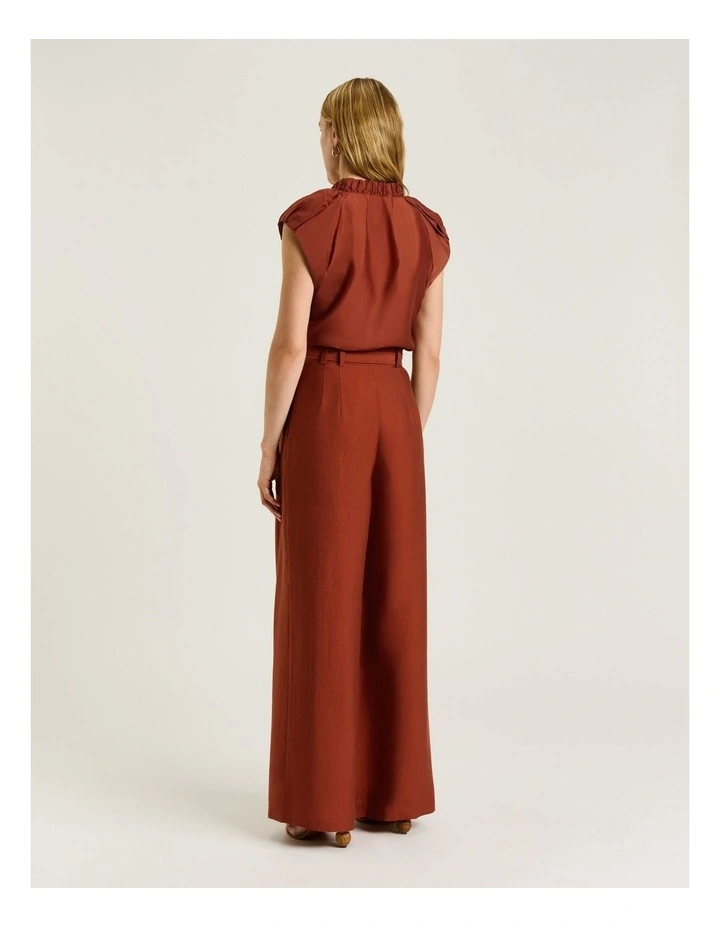 Washer Lyocell Belted Wide Leg Pant in Orange image 2