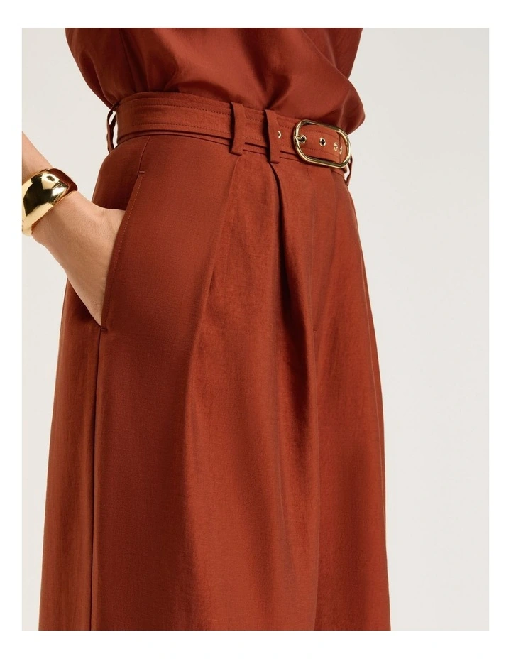 Washer Lyocell Belted Wide Leg Pant in Orange image 3