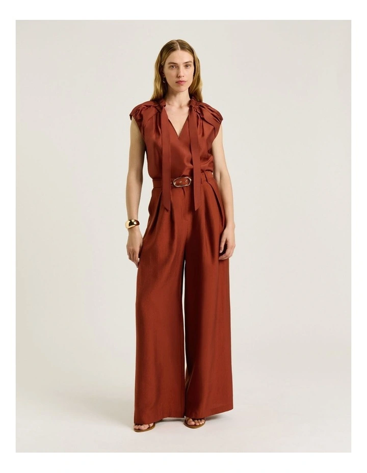 Washer Lyocell Belted Wide Leg Pant in Orange image 4