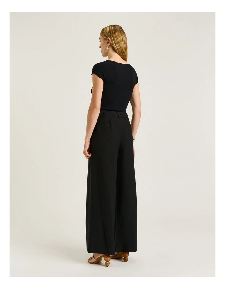 Washer Lyocell Belted Straight Leg Pant in Black image 2