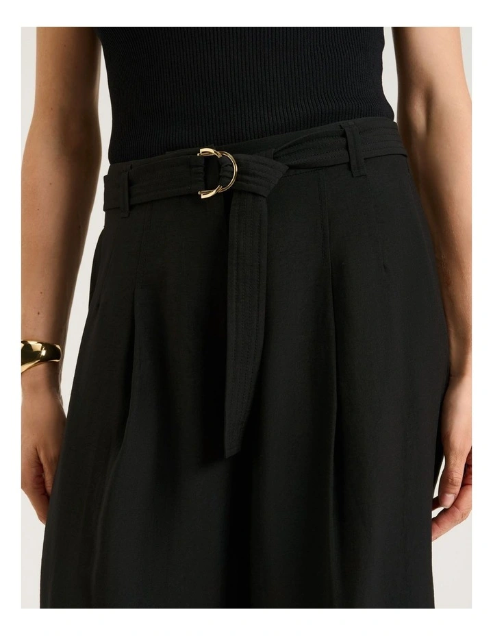 Washer Lyocell Belted Straight Leg Pant in Black image 3