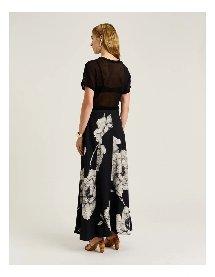 Petite Poppy Viscose Linen Maxi Skirt in Black image 2