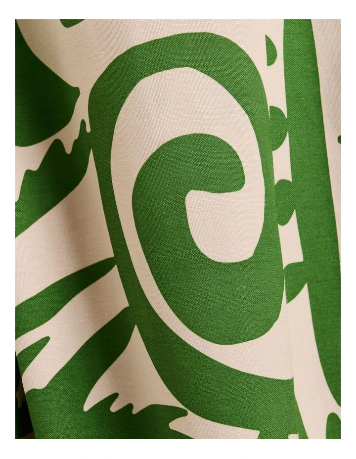 Tropical Shadow Viscose Linen Sundress in Green image 5