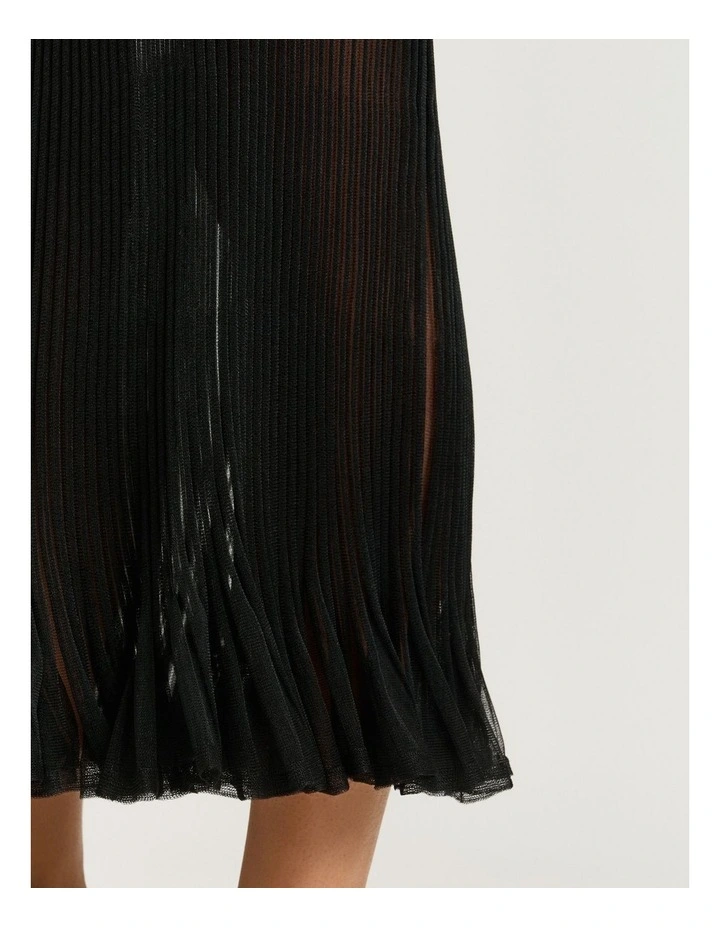 One Shoulder Knit Dress in Black image 6
