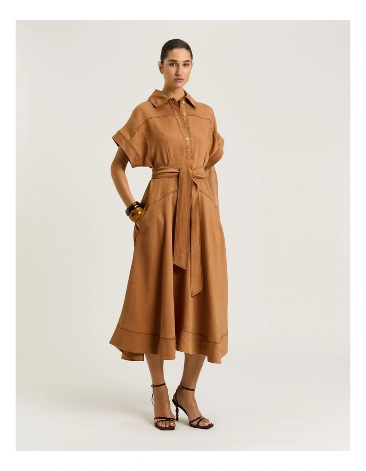 Washer Lyocell Shirtdress in Brown image 1