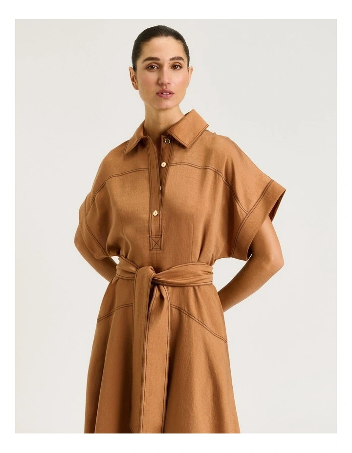 Washer Lyocell Shirtdress in Brown image 3