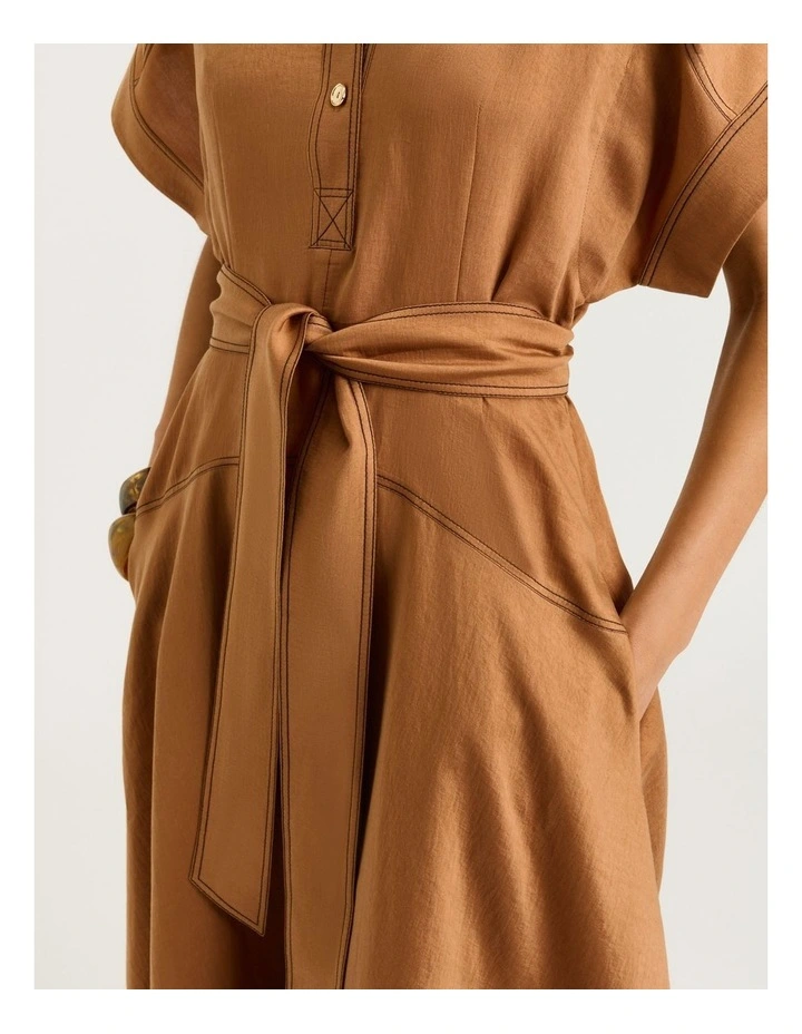 Washer Lyocell Shirtdress in Brown image 5