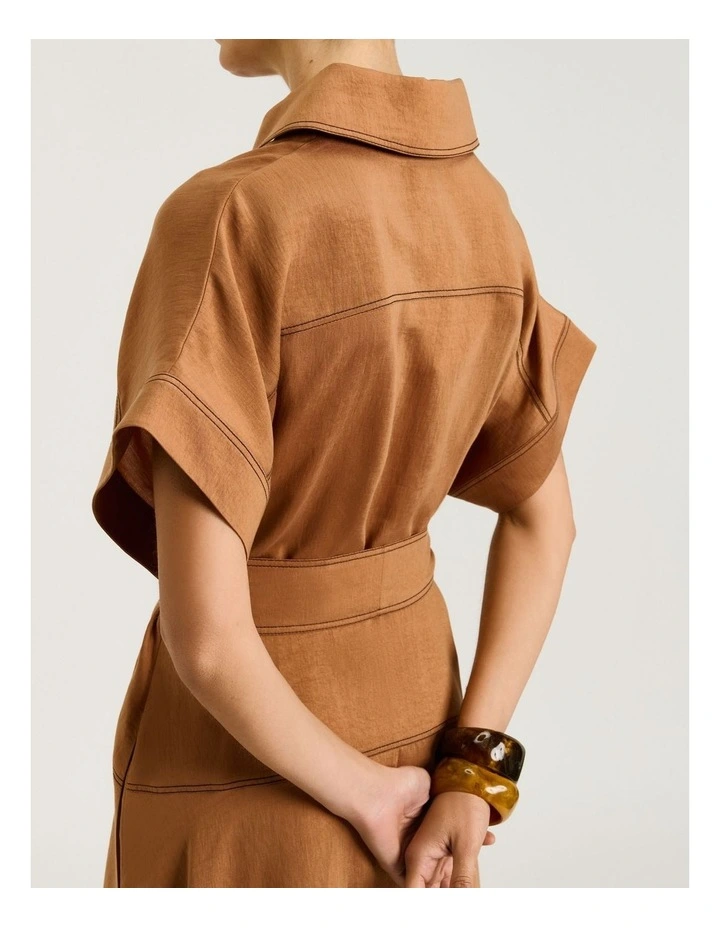 Washer Lyocell Shirtdress in Brown image 6