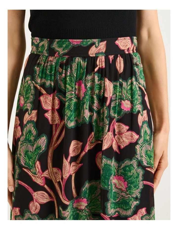 Noir Batik Bloom Georgette Tiered Maxi Skirt in Multi image 3