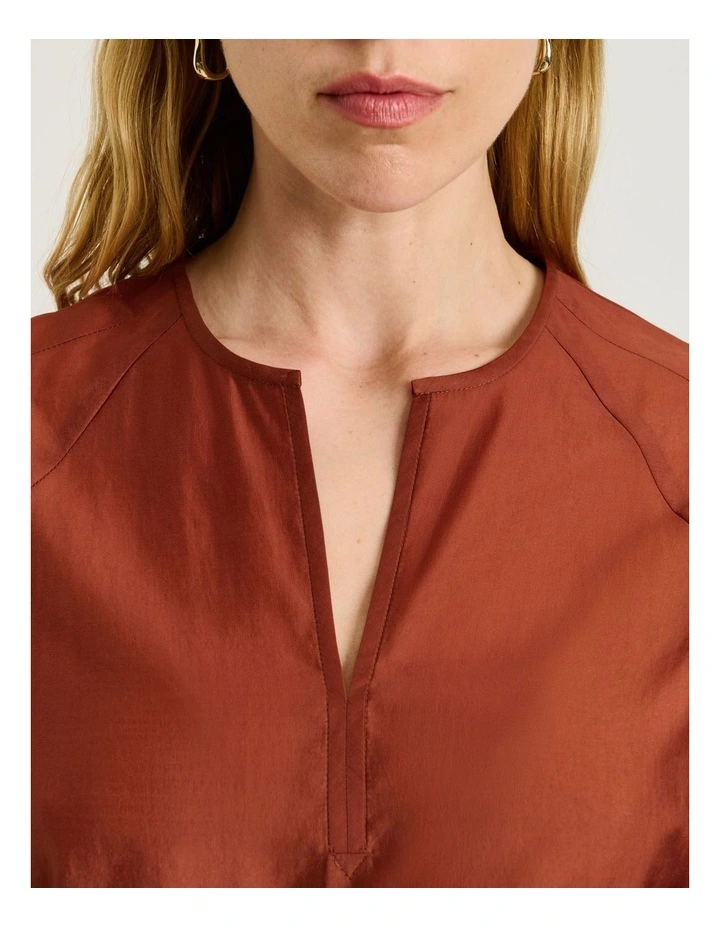 Light Lyocell Blend Blouson Sleeve Top image 4