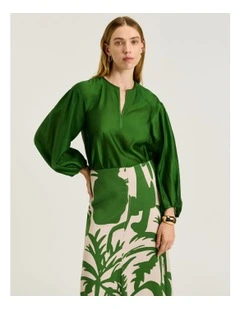 Light Lyocell Blend Blouson Sleeve Top