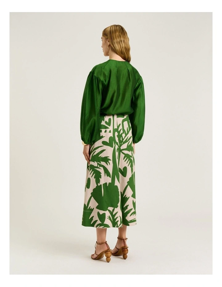 Light Lyocell Blend Blouson Sleeve Top image 2