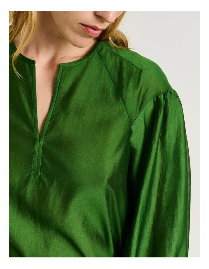 Light Lyocell Blend Blouson Sleeve Top image 3