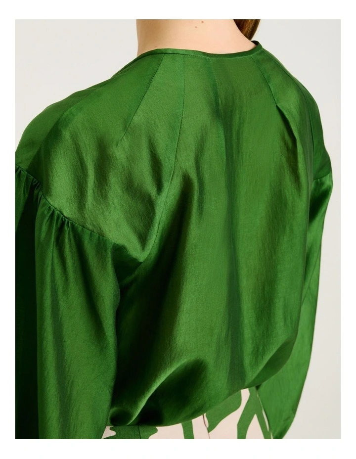 Light Lyocell Blend Blouson Sleeve Top image 4