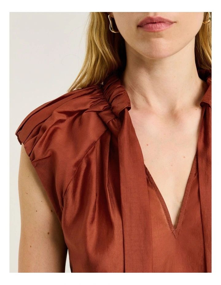 Light Lyocell Blend Tie Neck Top image 3