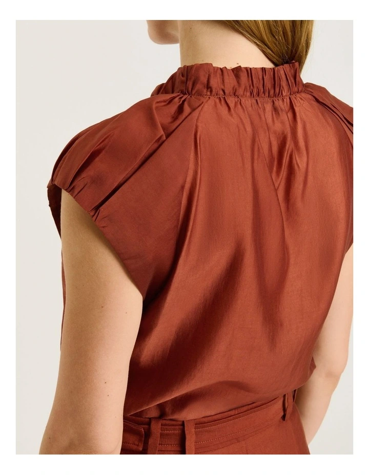 Light Lyocell Blend Tie Neck Top image 4