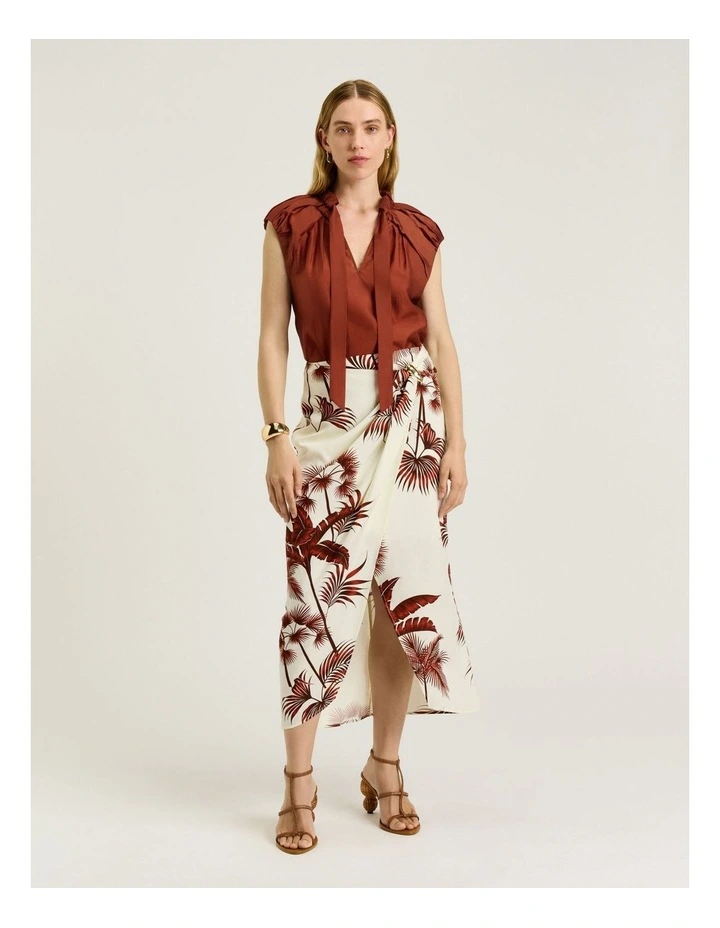 Light Lyocell Blend Tie Neck Top image 6