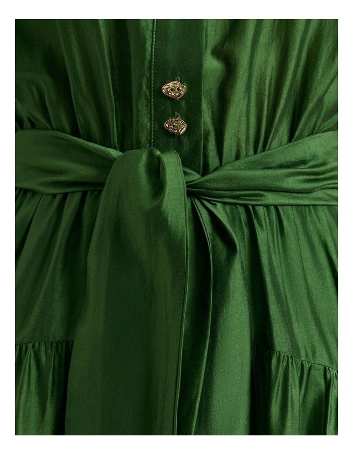 LIGHT LYOCELL BLEND BLOUSON SLEEVE MIDI DRESS image 5