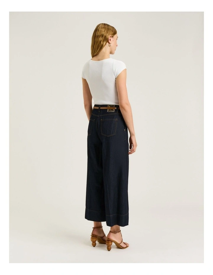 Ribbed Cap Sleeve Boat Neck Knit in White image 2