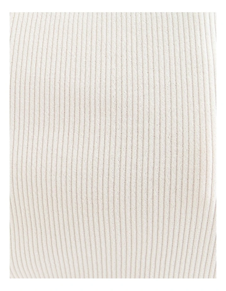 Ribbed Cap Sleeve Boat Neck Knit in White image 4