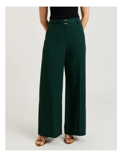 European Lyocell Linen Flared Pant in Green