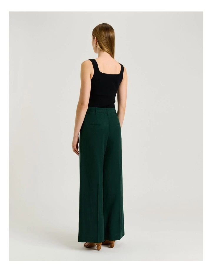 European Lyocell Linen Flared Pant in Green image 2