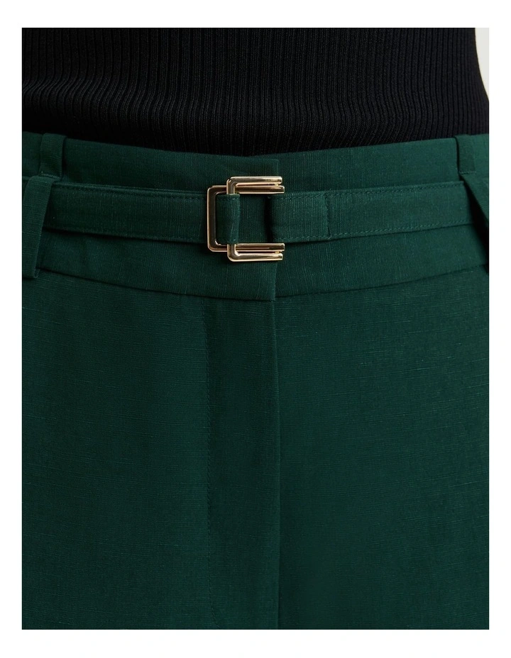European Lyocell Linen Flared Pant in Green image 3