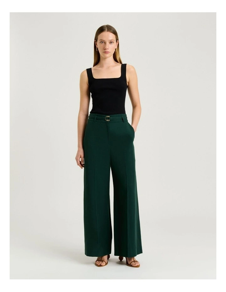 European Lyocell Linen Flared Pant in Green image 4