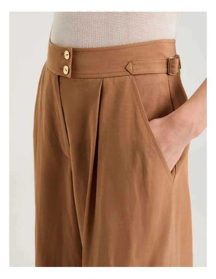European Lyocell Linen Cropped Wide Pant in Beige image 3